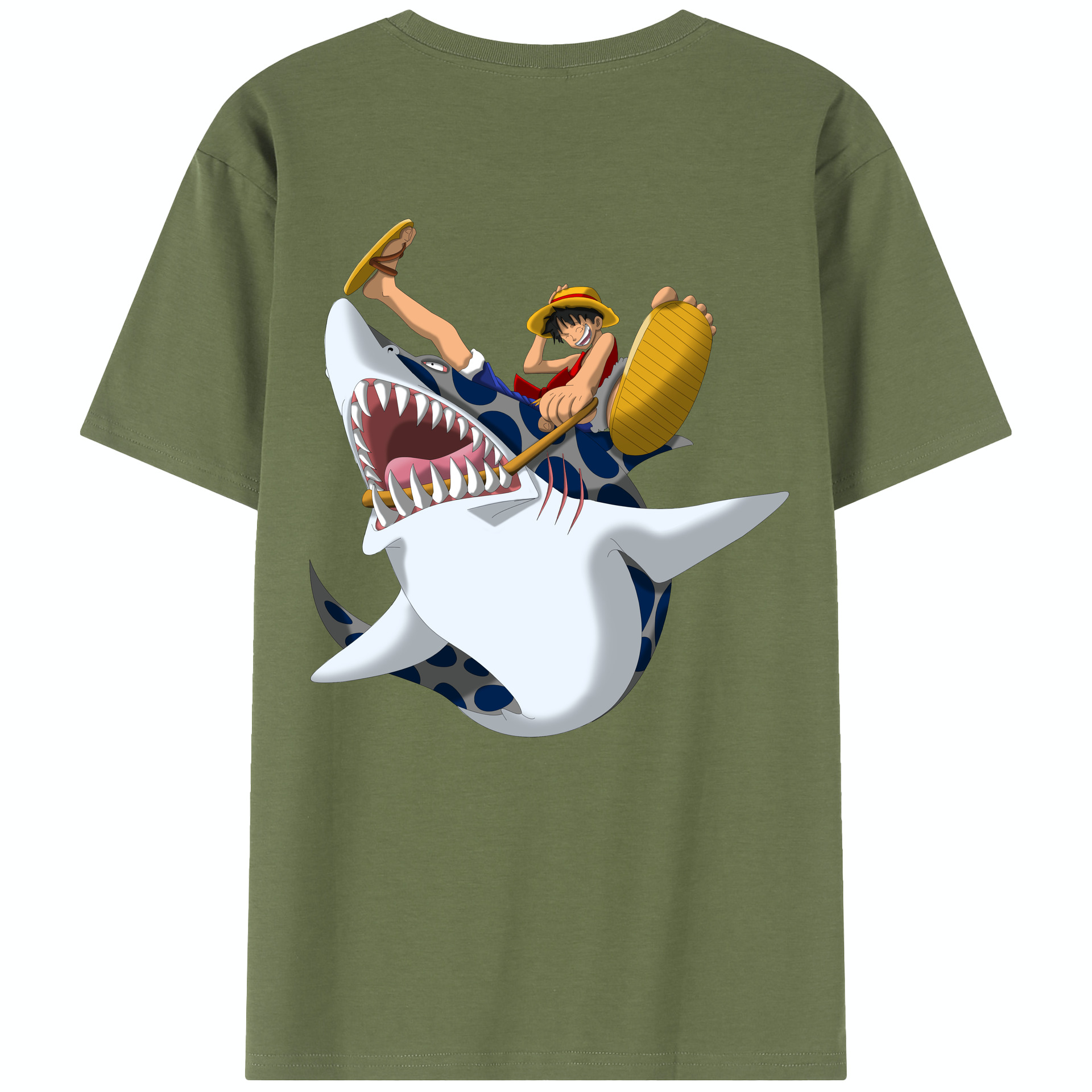 ワンピース モンキー・D・ルフィ ONE PIECE Monkey D. Luffy 綿100％半袖Tシャツ（背面プリント）